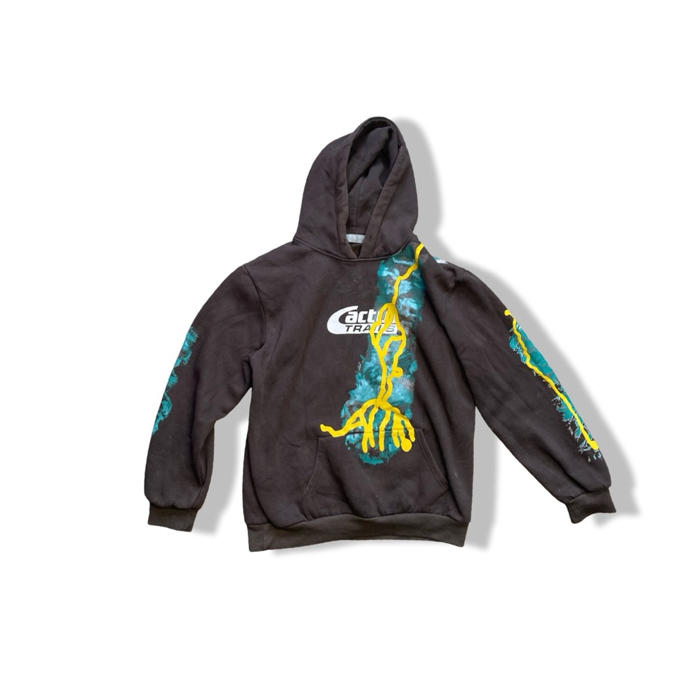 Black Hoodie with Blue and Yellow Graphic